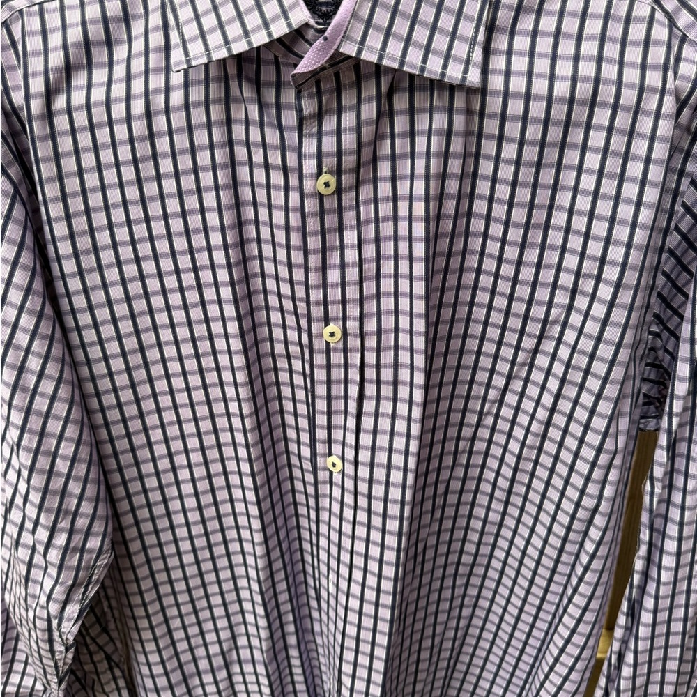 English Laundry Lavender and Black Windowpane Dress Shirt